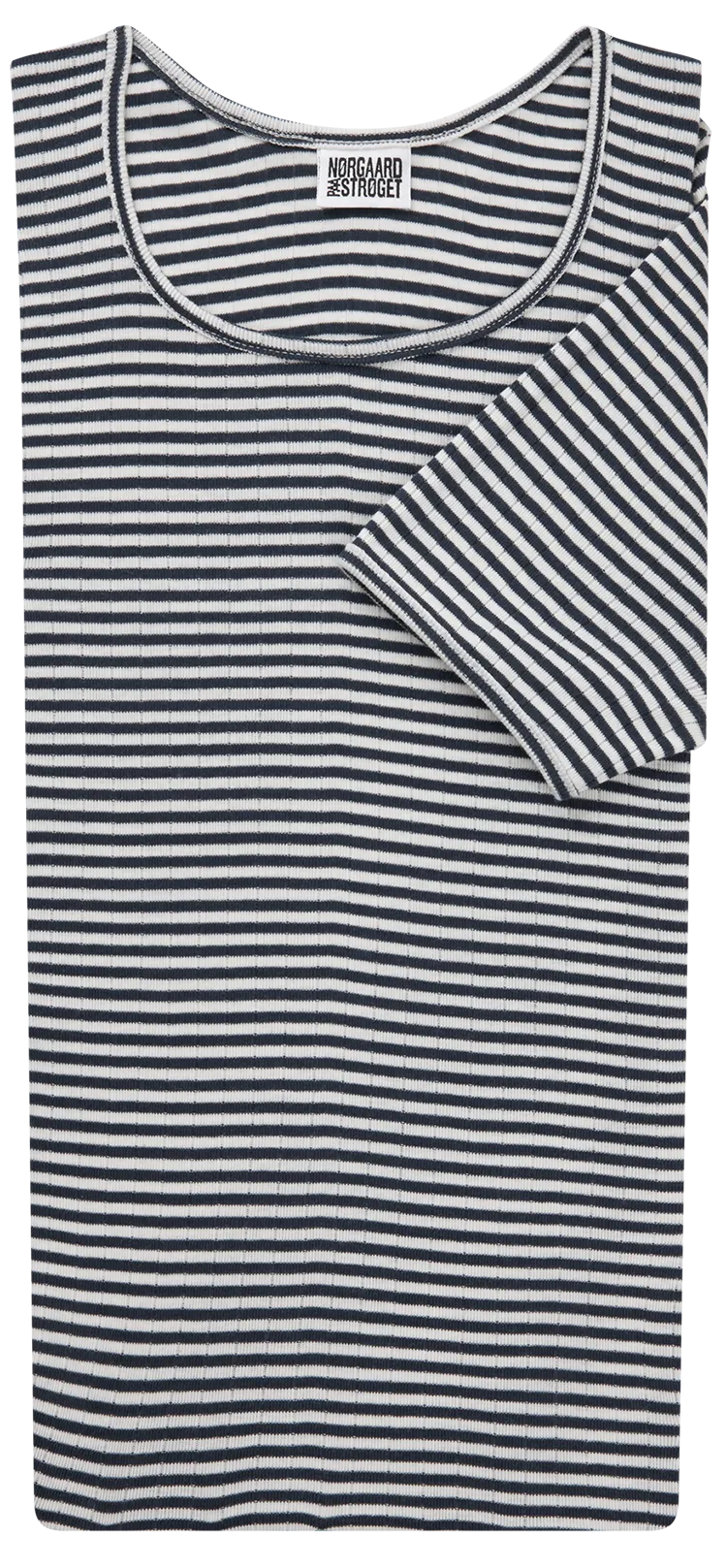 101 Short Sleeve Fine Stripe, Marine/Ecru