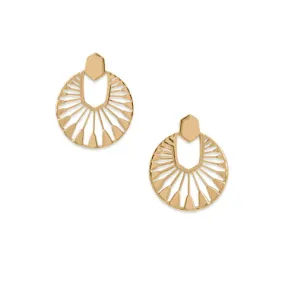 14 Karat Gold Plated Sun Dial Design Earrings for Women