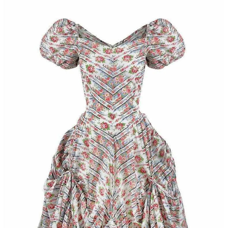 1930s Floral Cotton Polynesian Style Dress