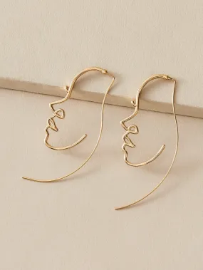 1pair Hollow Out Face Design Earrings