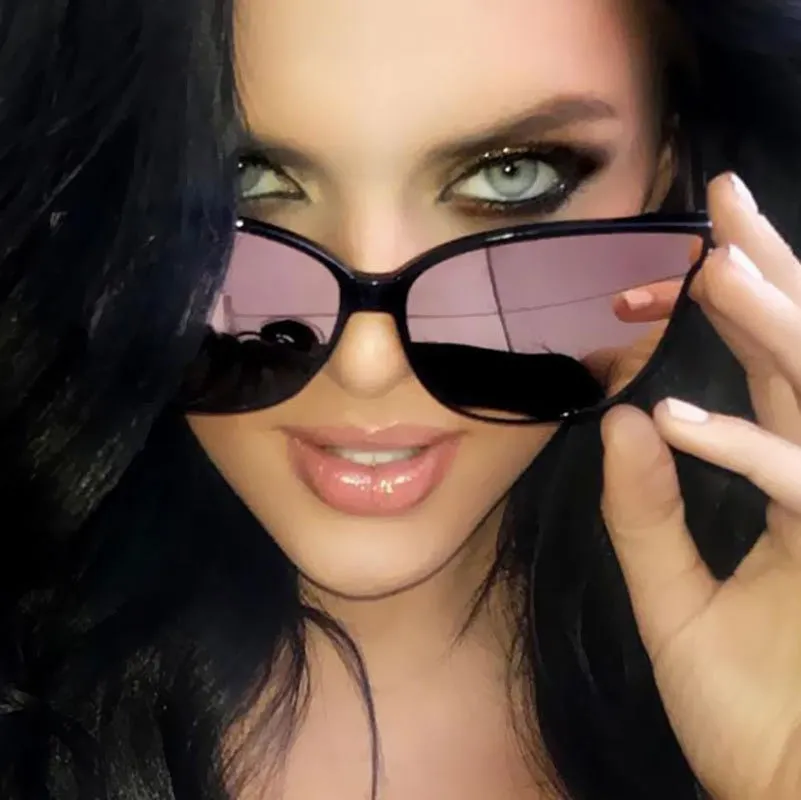 2023 Mirror Flat Top Cat Eye Elegant Sunglasses Woman Oculos De Sol Men Twin Beam Oversized Sun Glasses UV400