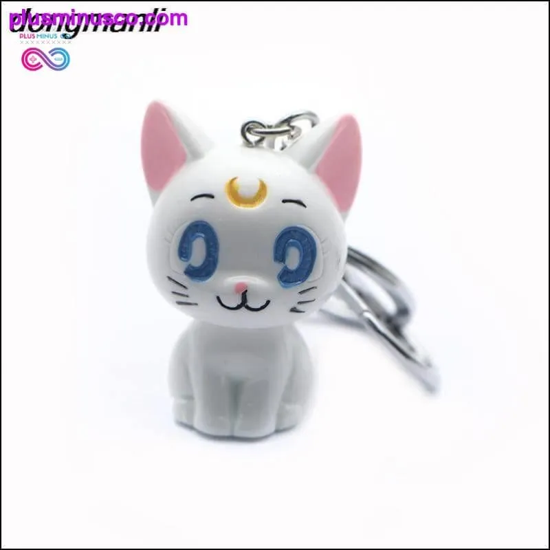 3D Sailor Moon Luna Cat Figure Anime Charms Key Chain ||