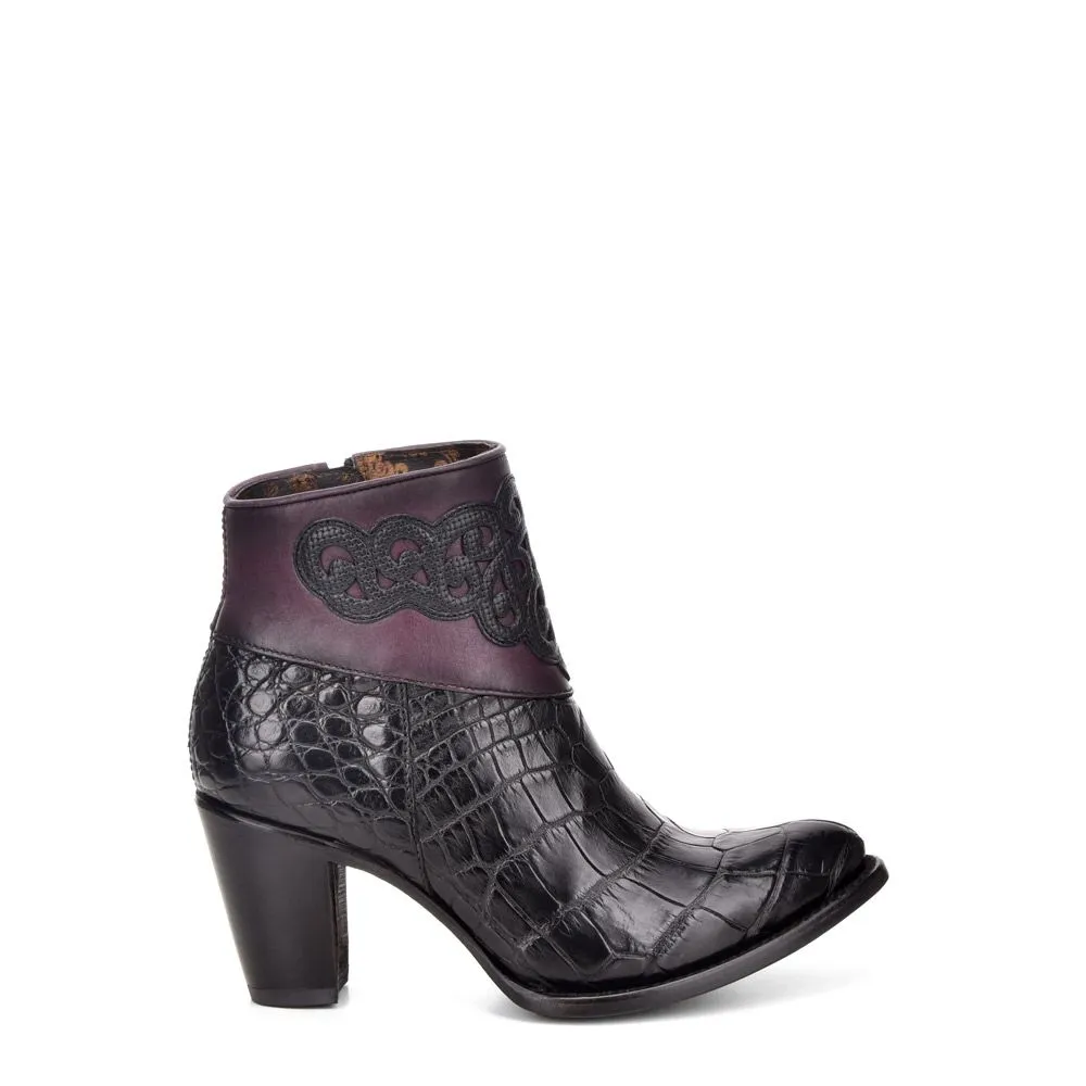 3F04AP - Cuadra black western fashion alligator ankle boots for women