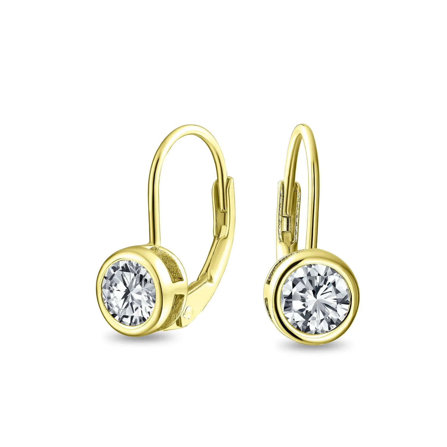 .50CT Solitaire Bezel Brilliant Cut CZ Drop Earrings Sterling Silver