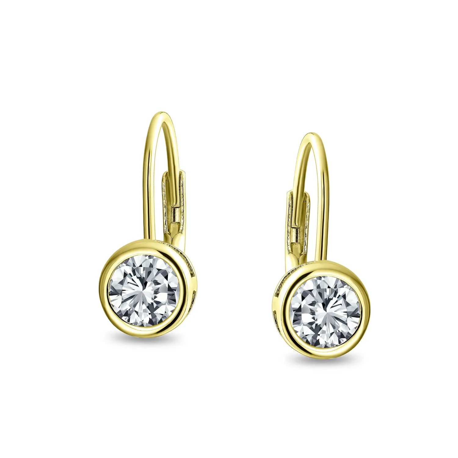 .50CT Solitaire Bezel Brilliant Cut CZ Drop Earrings Sterling Silver