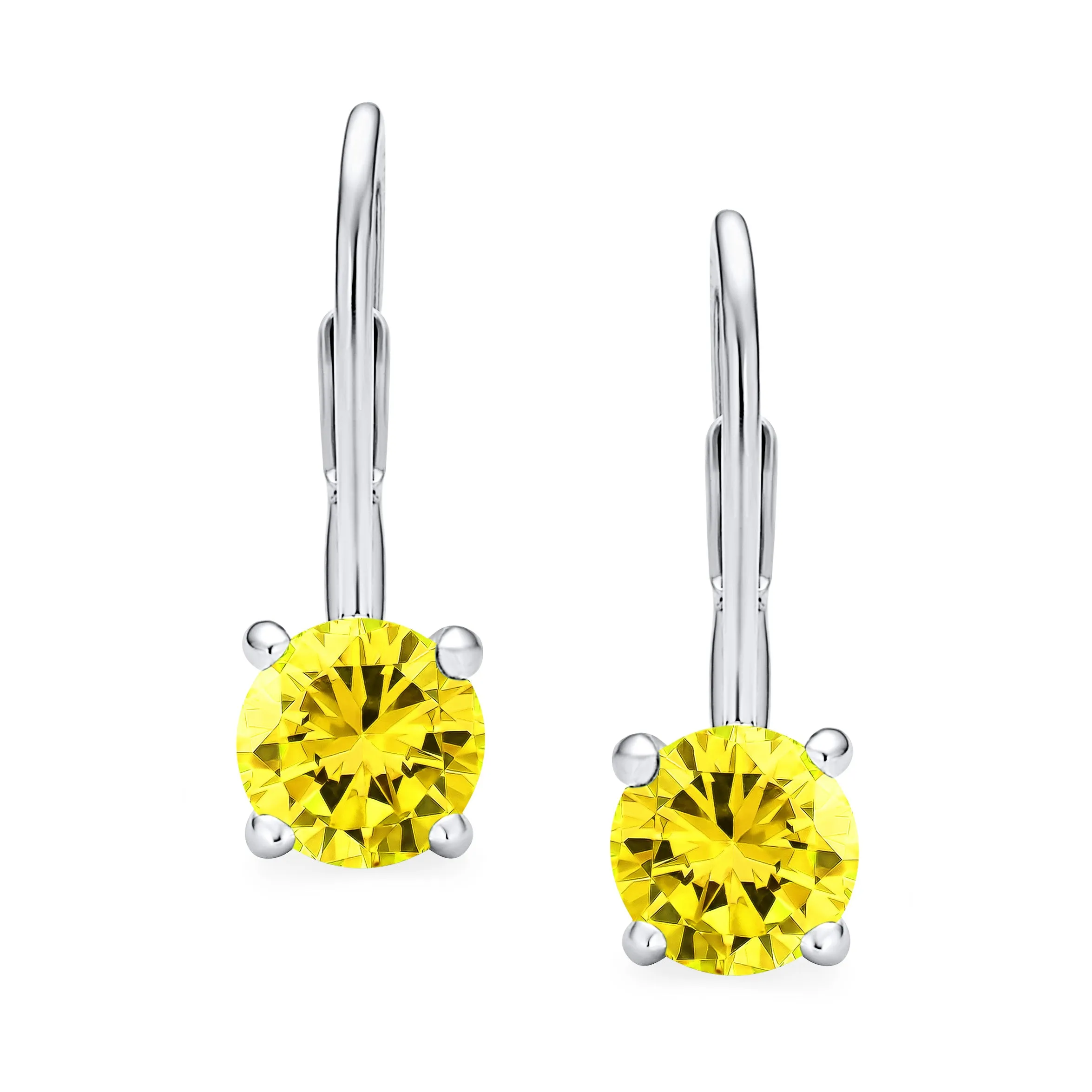 .50CT Solitaire Bezel Brilliant Cut CZ Drop Earrings Sterling Silver