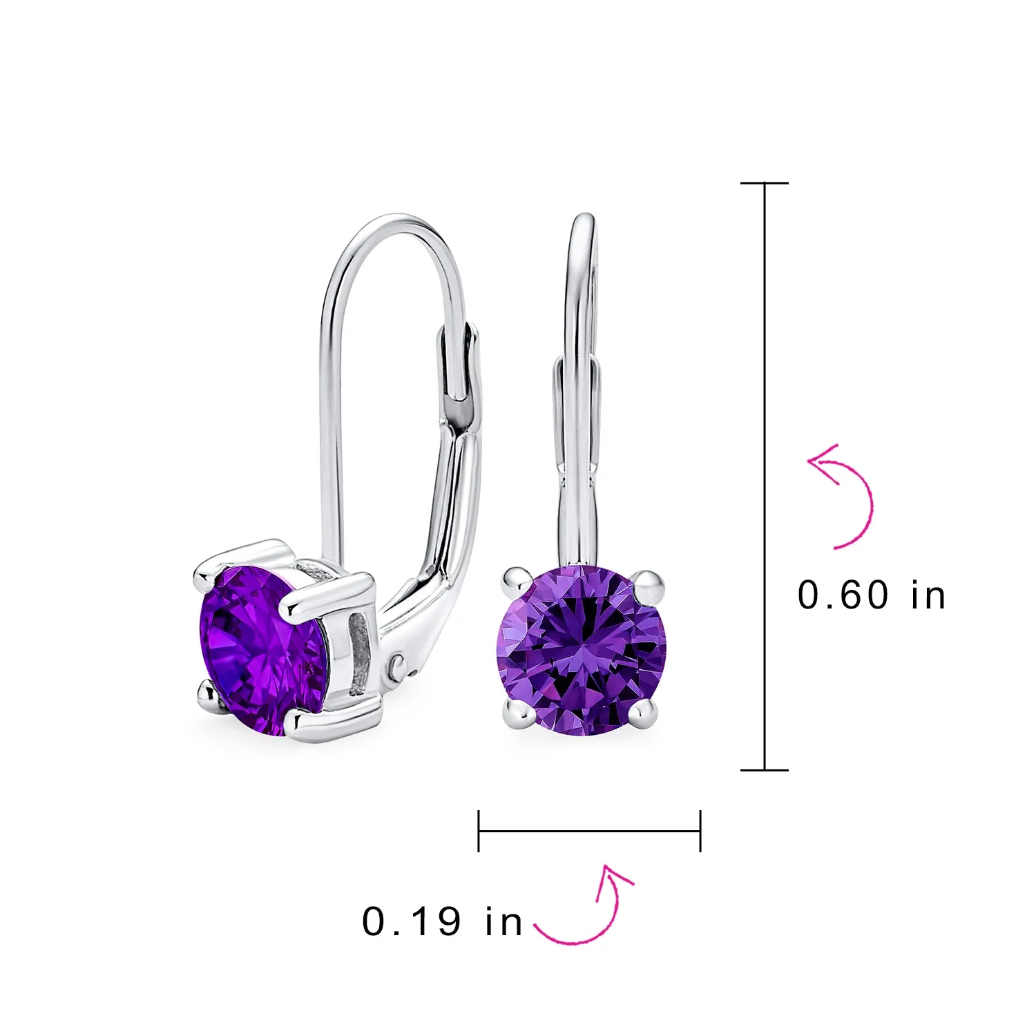 .50CT Solitaire Bezel Brilliant Cut CZ Drop Earrings Sterling Silver