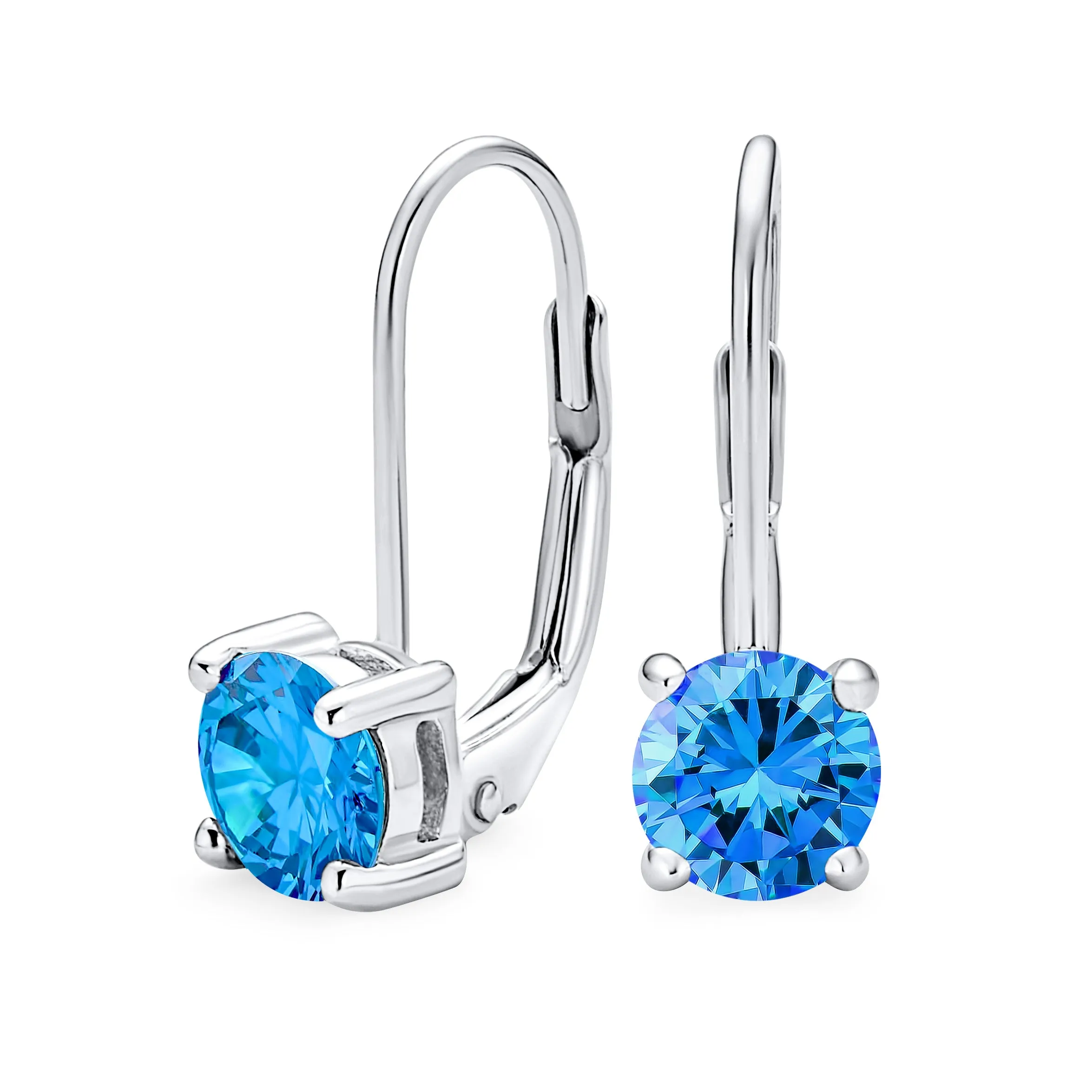 .50CT Solitaire Bezel Brilliant Cut CZ Drop Earrings Sterling Silver