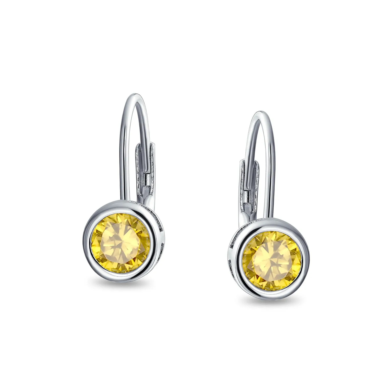 .50CT Solitaire Bezel Brilliant Cut CZ Drop Earrings Sterling Silver