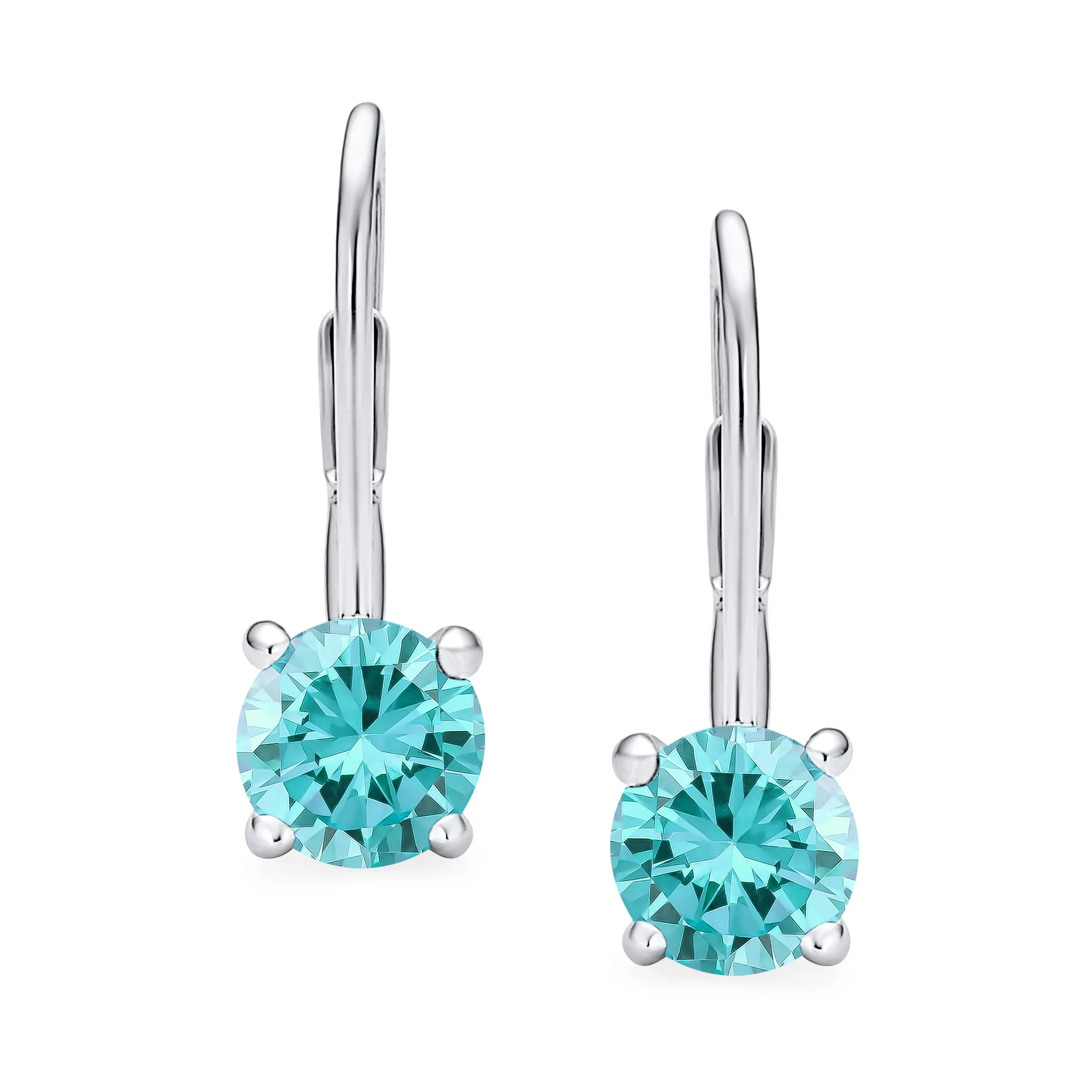 .50CT Solitaire Bezel Brilliant Cut CZ Drop Earrings Sterling Silver