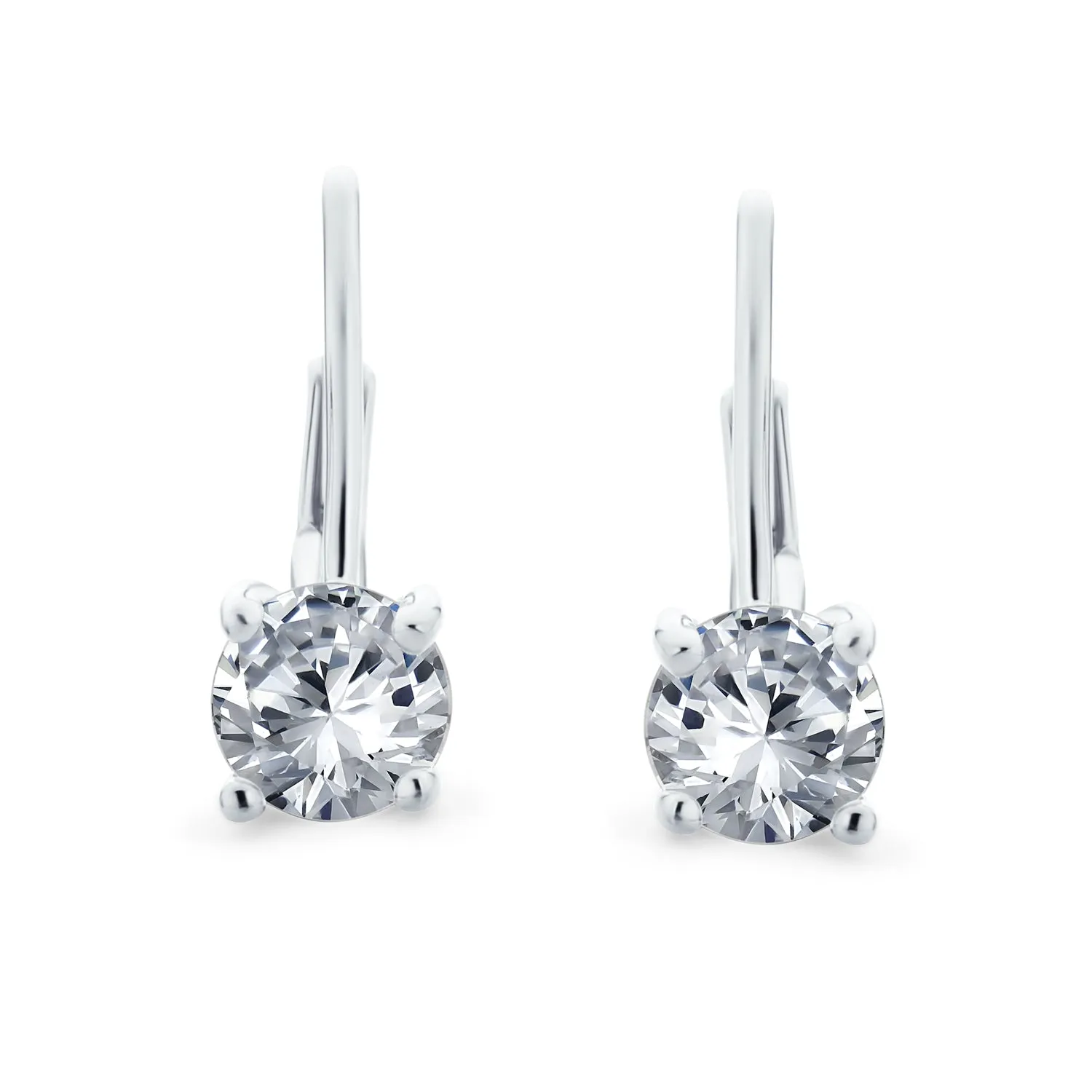 .50CT Solitaire Bezel Brilliant Cut CZ Drop Earrings Sterling Silver