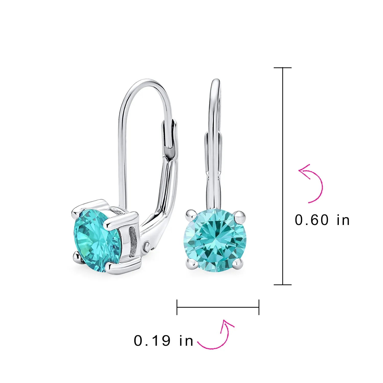 .50CT Solitaire Bezel Brilliant Cut CZ Drop Earrings Sterling Silver