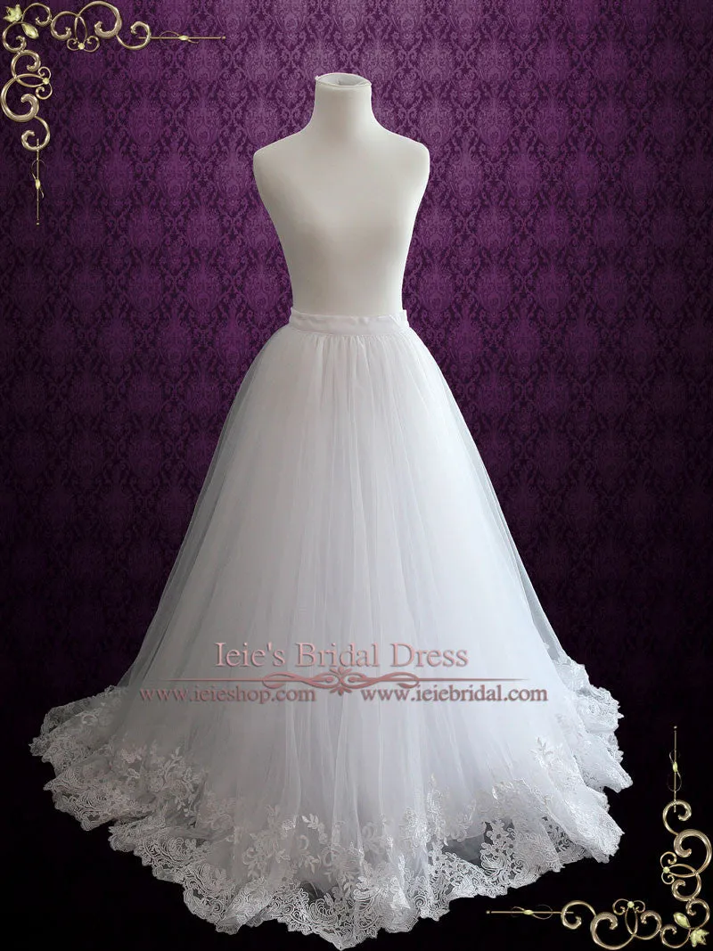 A-line Wedding Dress Tulle Skirt with Lace Hem CRYA