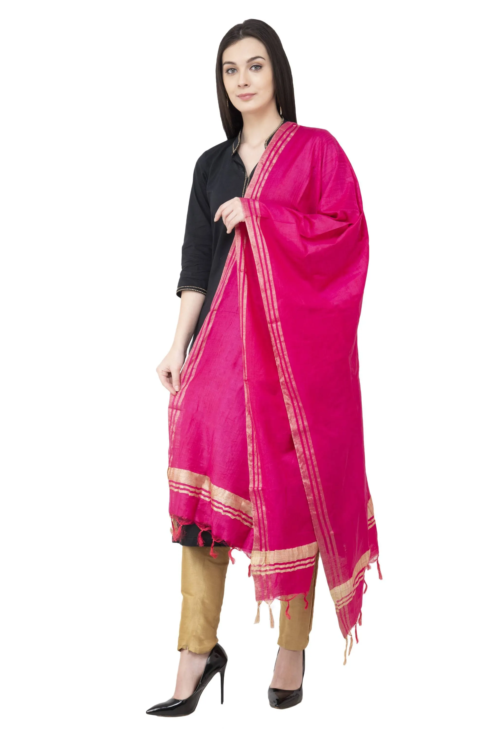 A R SILK Golden Color Fancy Silk Dupattas and Chunnis