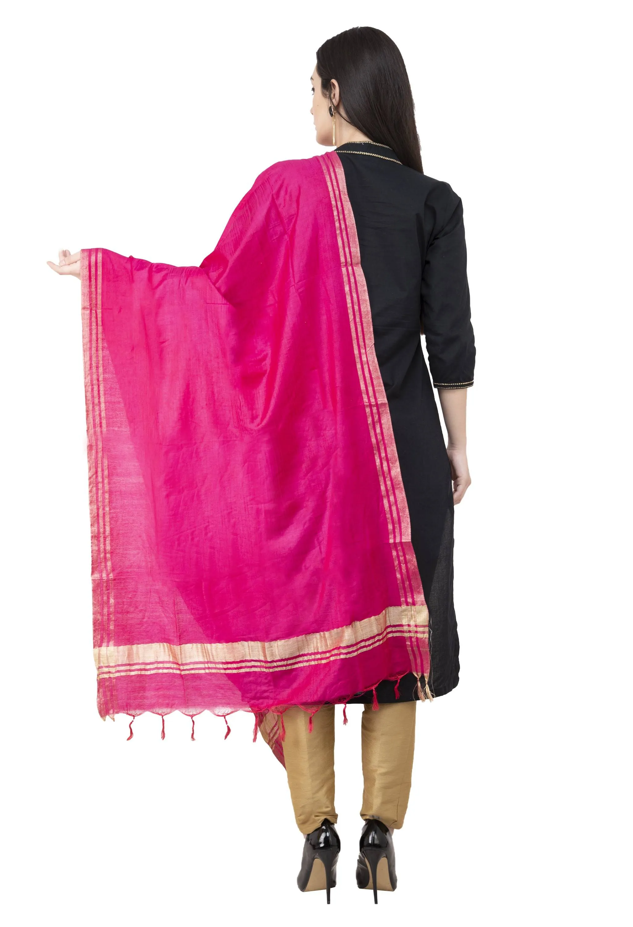 A R SILK Golden Color Fancy Silk Dupattas and Chunnis