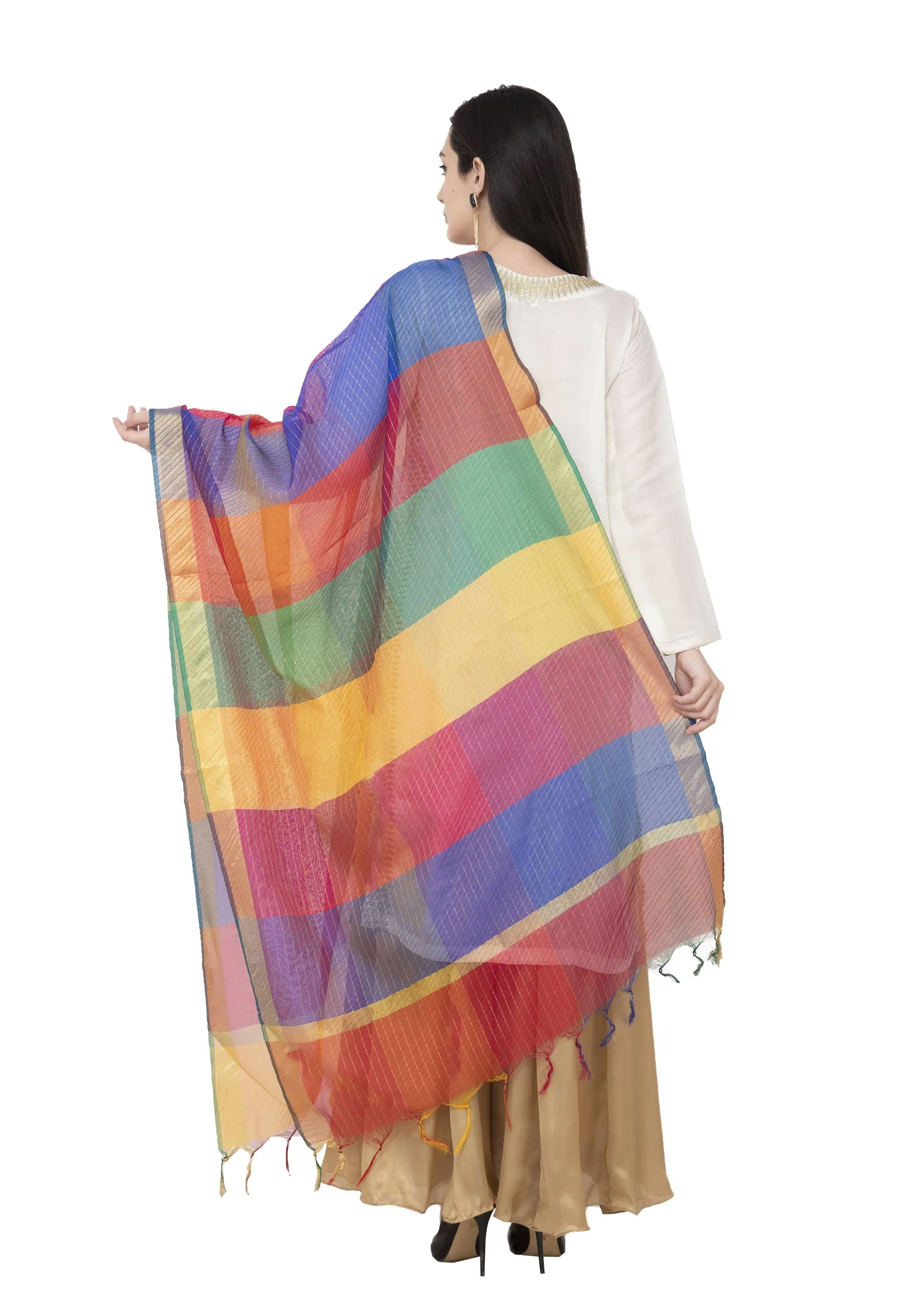 A R SILK Multi Crush Fancy Dupatta Multi Color Color Dupatta or Chunni