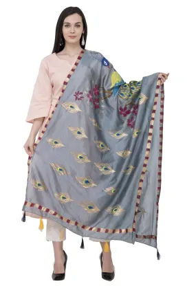 A R Silk Silk Peacock Multi Fancy Dupatta Color Gray Dupatta or Chunni