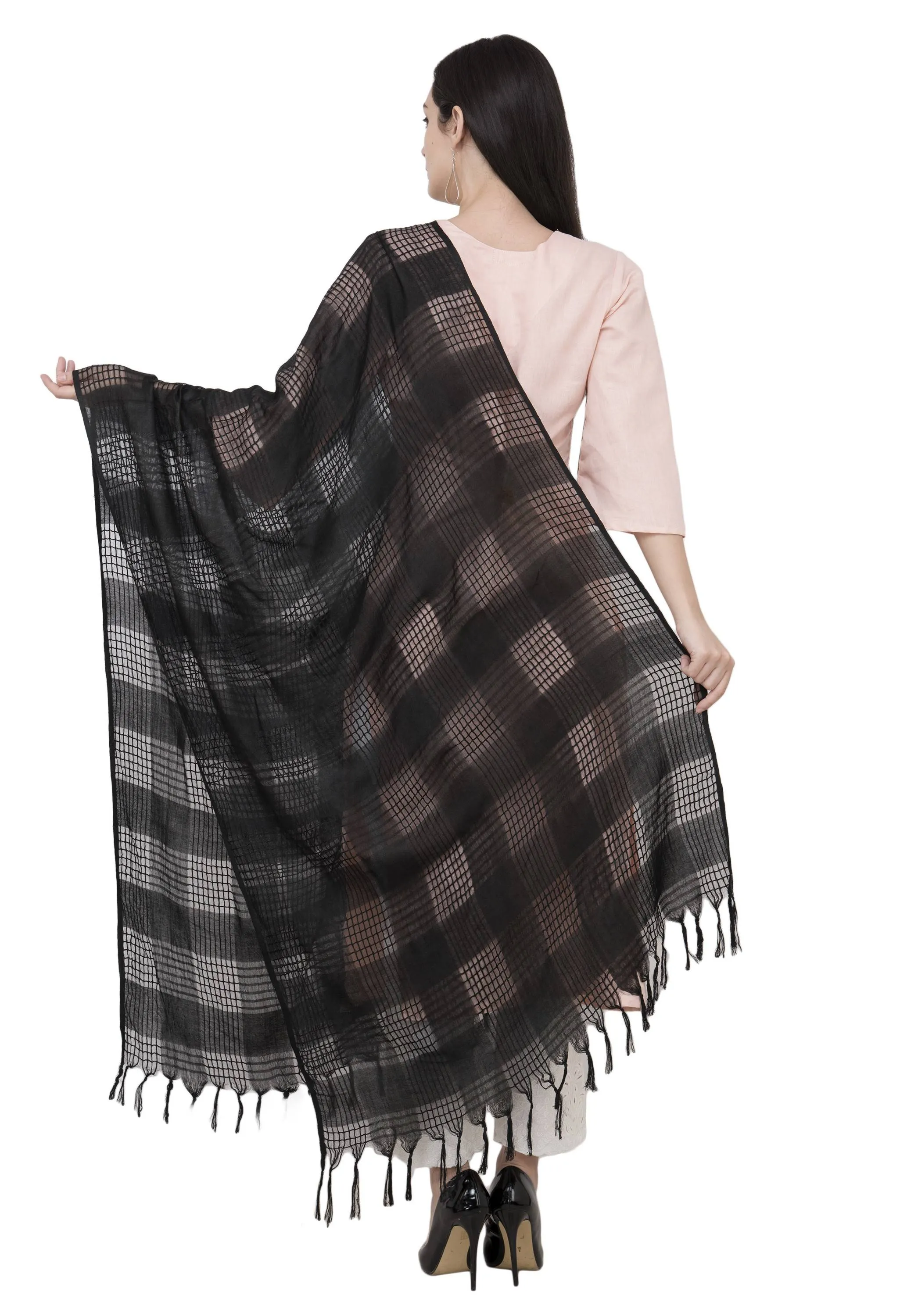 A R Silk Window Square Regular Dupatta Color Black Dupatta or Chunni