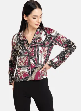 Abstract Printed Cuban Collar Shirt