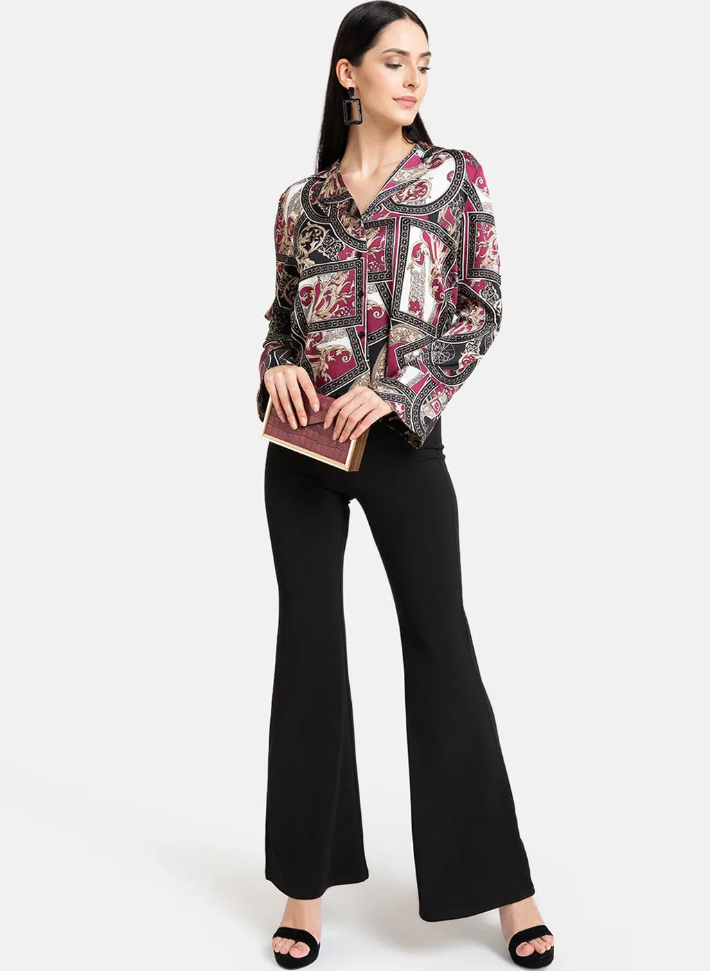 Abstract Printed Cuban Collar Shirt