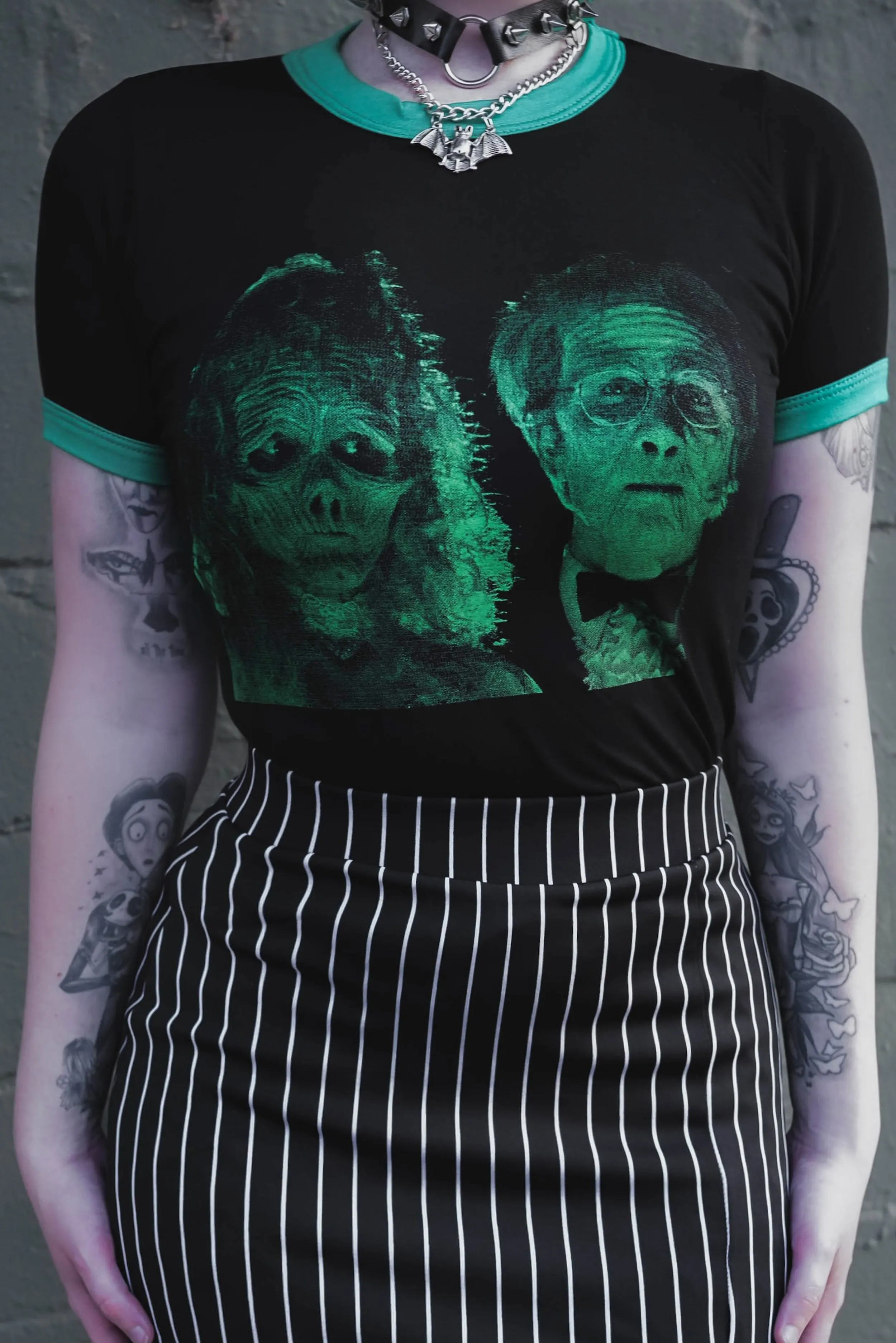 Adam and Barbara (Green/Black) Ringer Tee