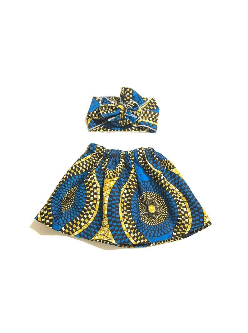 African Print Skirt and Head Wrap