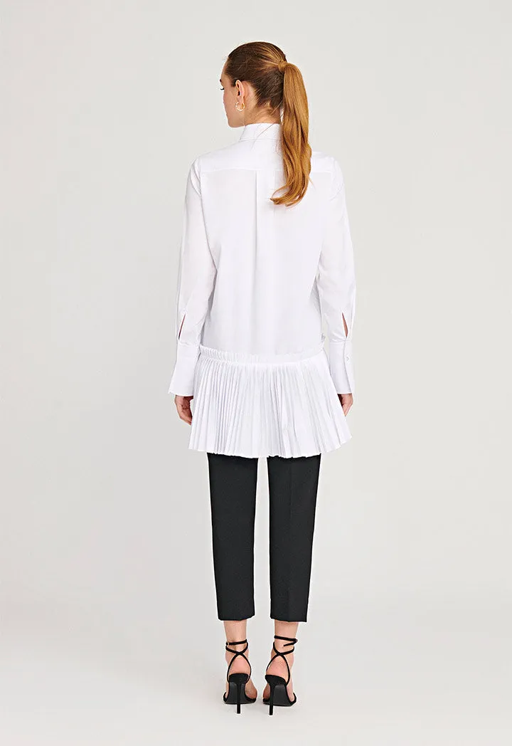 Allover Pleated Long Solid Shirt