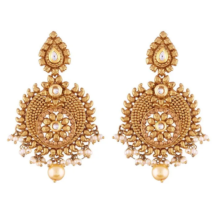 Alloy Chandbali Earrings in Gold