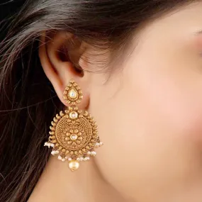 Alloy Chandbali Earrings in Gold