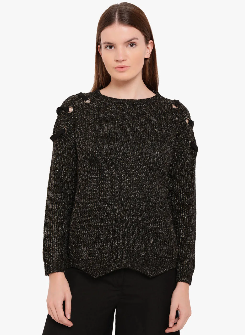 Amour Betina Round Neck Lurex Sweater