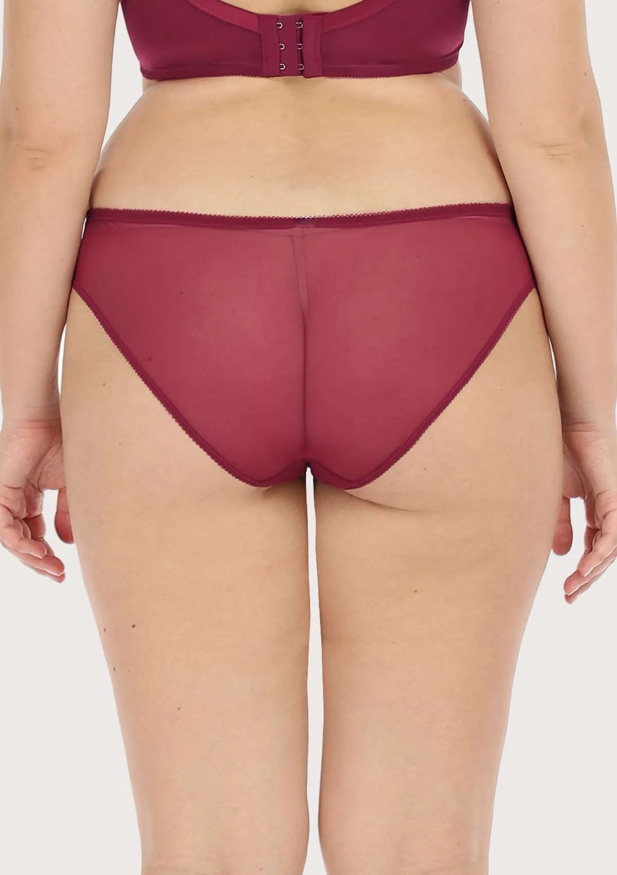 Anemone Lace Dolphin Mid-low Rise Burgundy Bikini Underwear