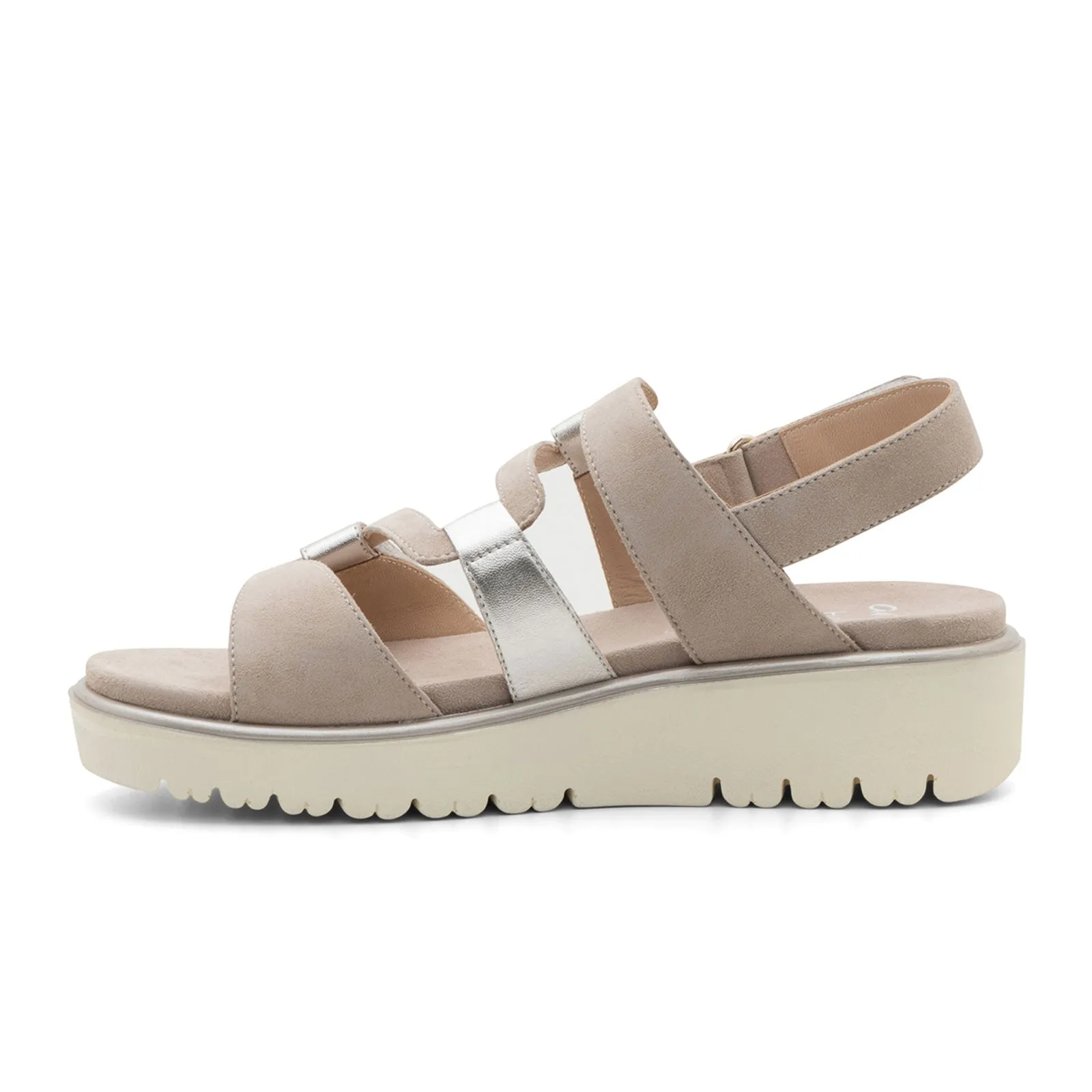 Ara Bayview Wedge Sandal (Women) - Platinum/Sand Metallic