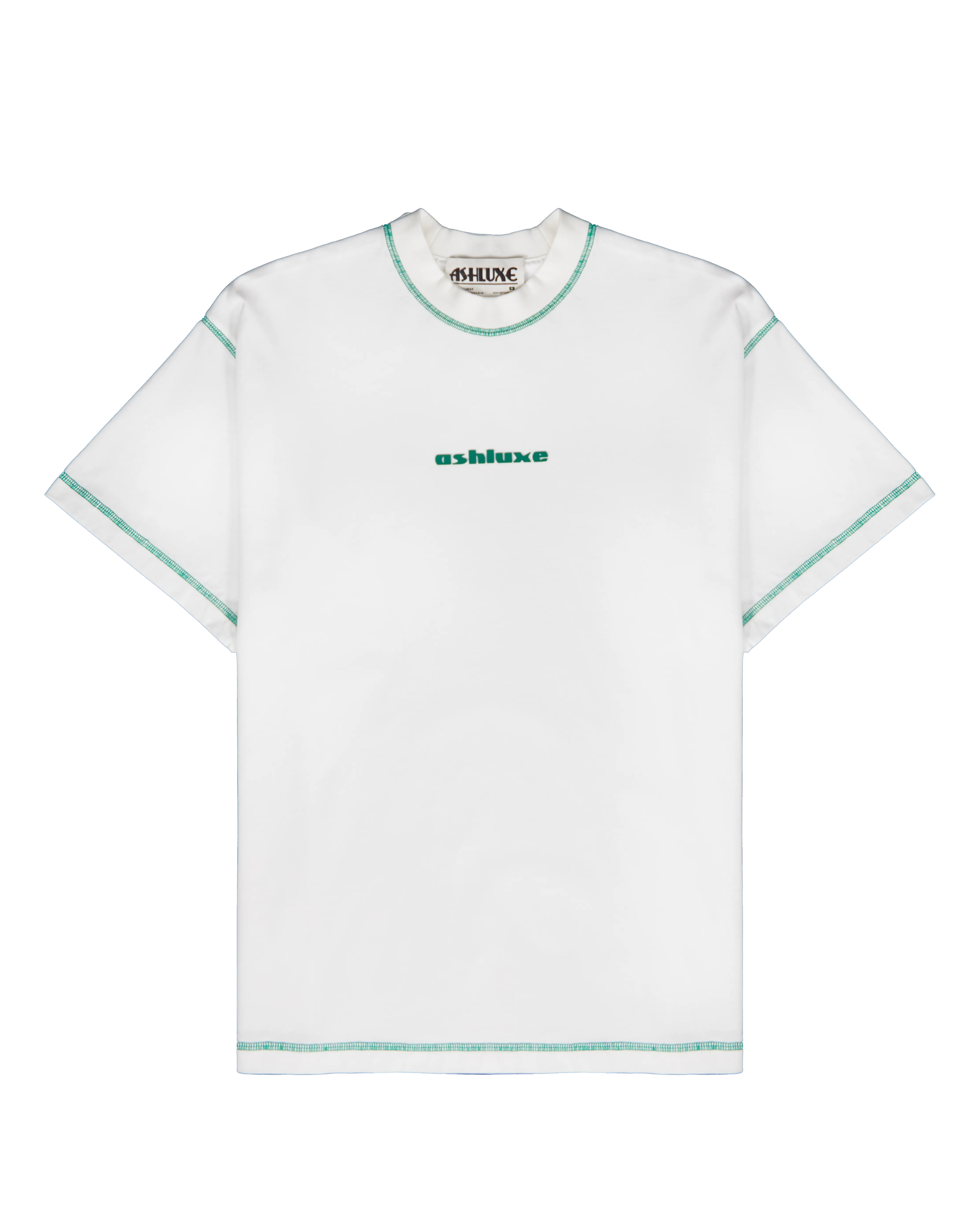 Ashluxe Green Threaded Tee White