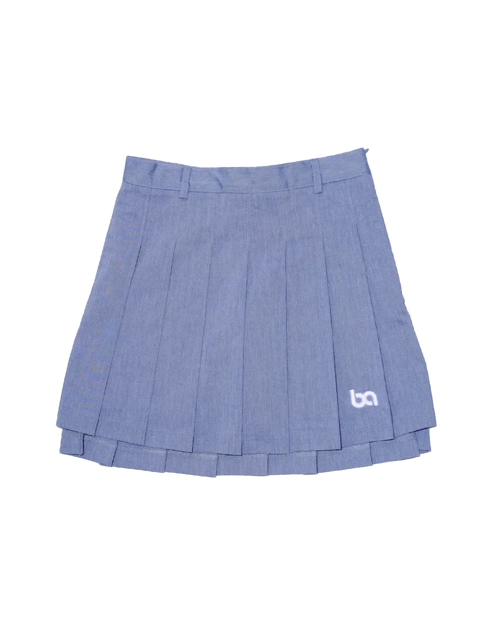 BA Pleated Skirt - Denim Blue