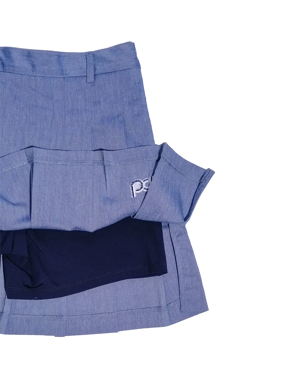 BA Pleated Skirt - Denim Blue