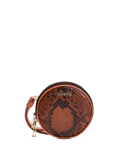 BD206PI - Cuadra brown fashion leather mini crossbody circle bag for women