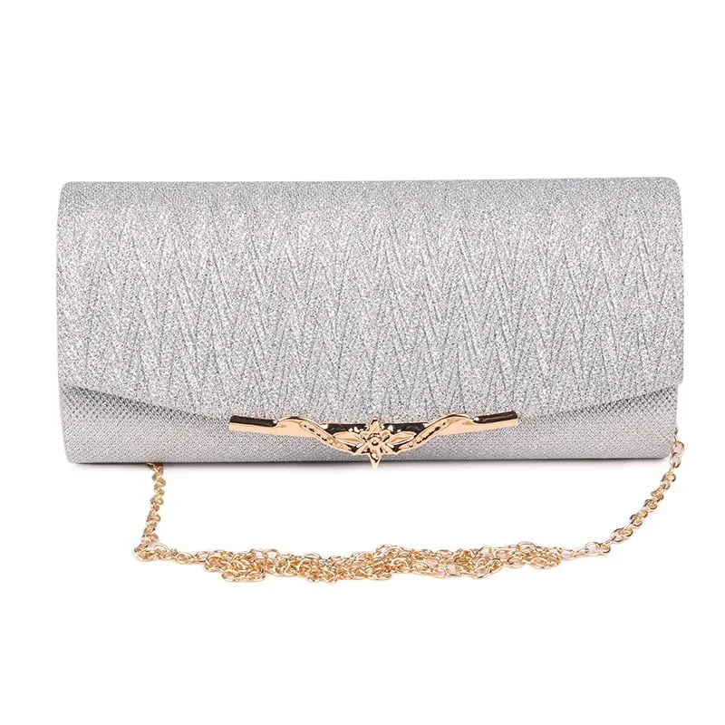 Beautiful Shiny Women Evening Party Clutch Bag With Chain Luxury Glitter