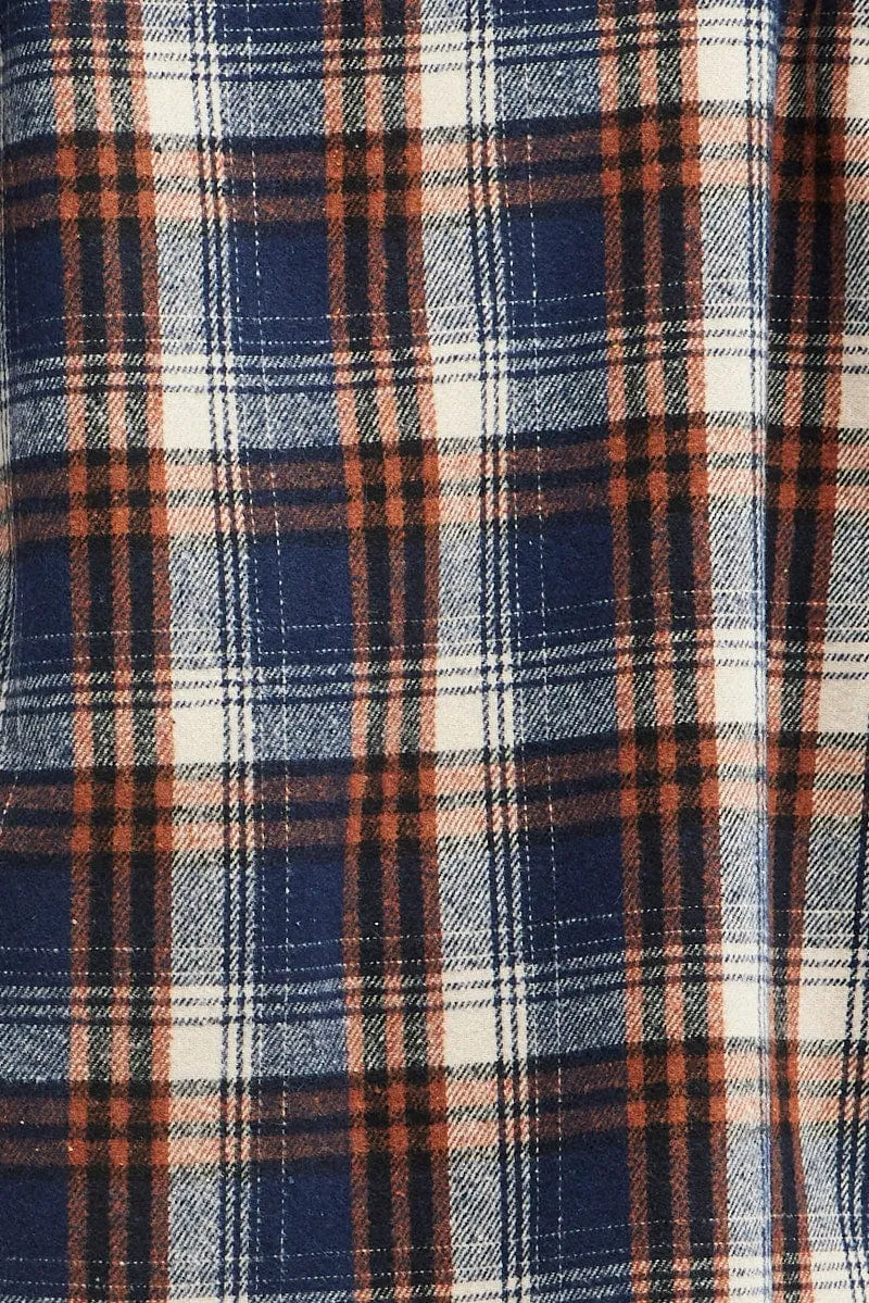 Beige Check Relaxed Shirt Long Sleeve Shacket