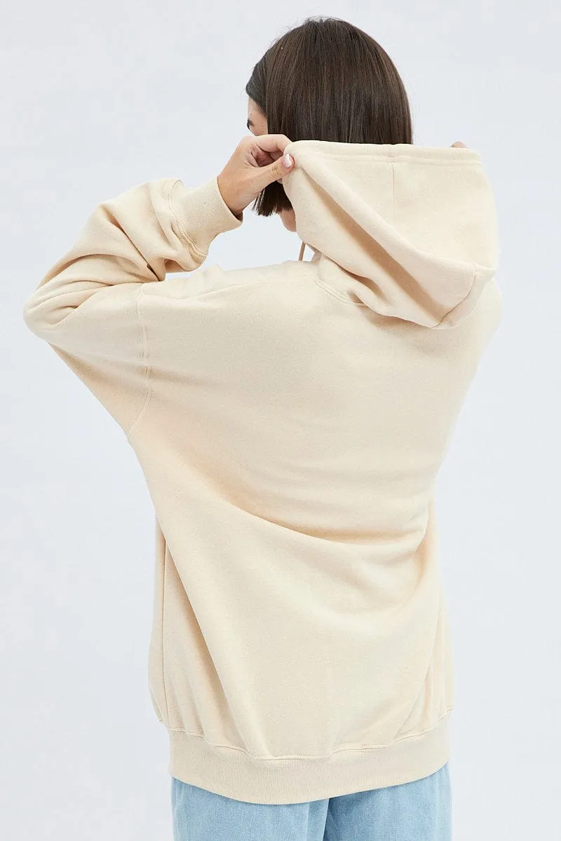 Beige Graphic Sweater Long Sleeves