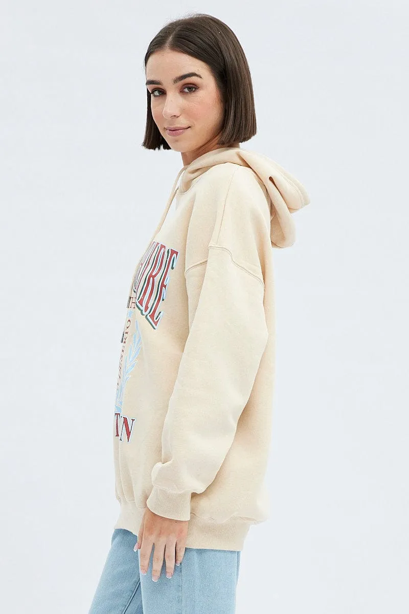 Beige Graphic Sweater Long Sleeves