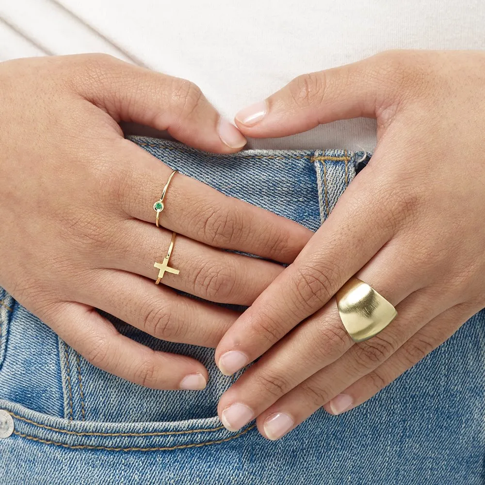 Birthstone Stacking Ring With Diamond