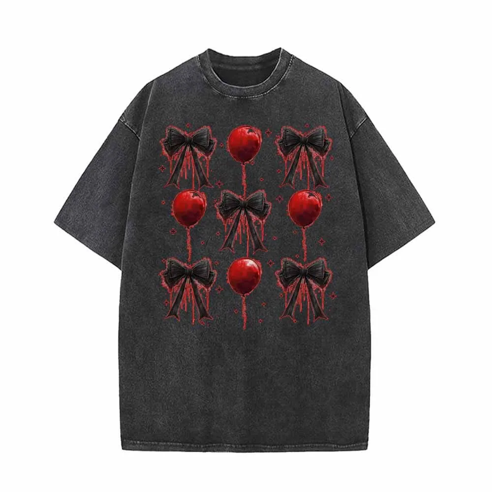 Bloody Bow And Balloon Vintage Washed T-shirt