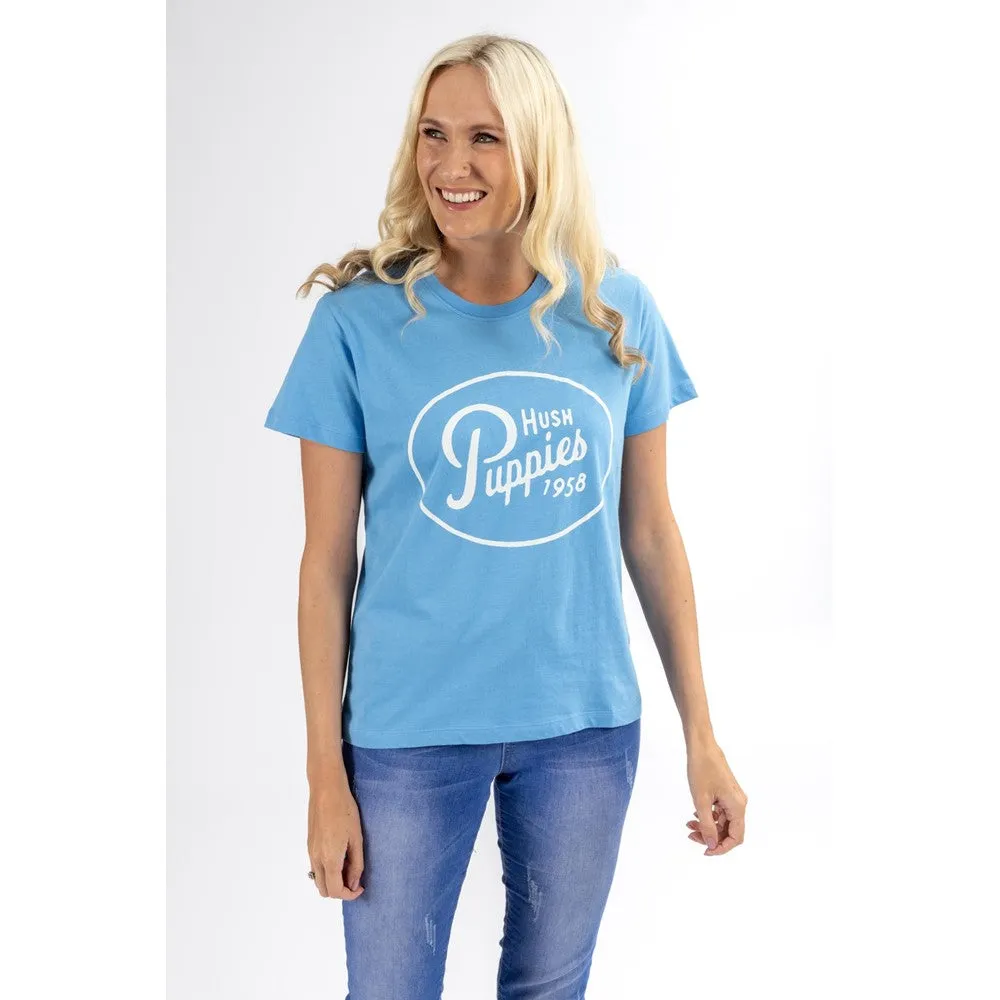 Blue Retro Script T-Shirt Womens