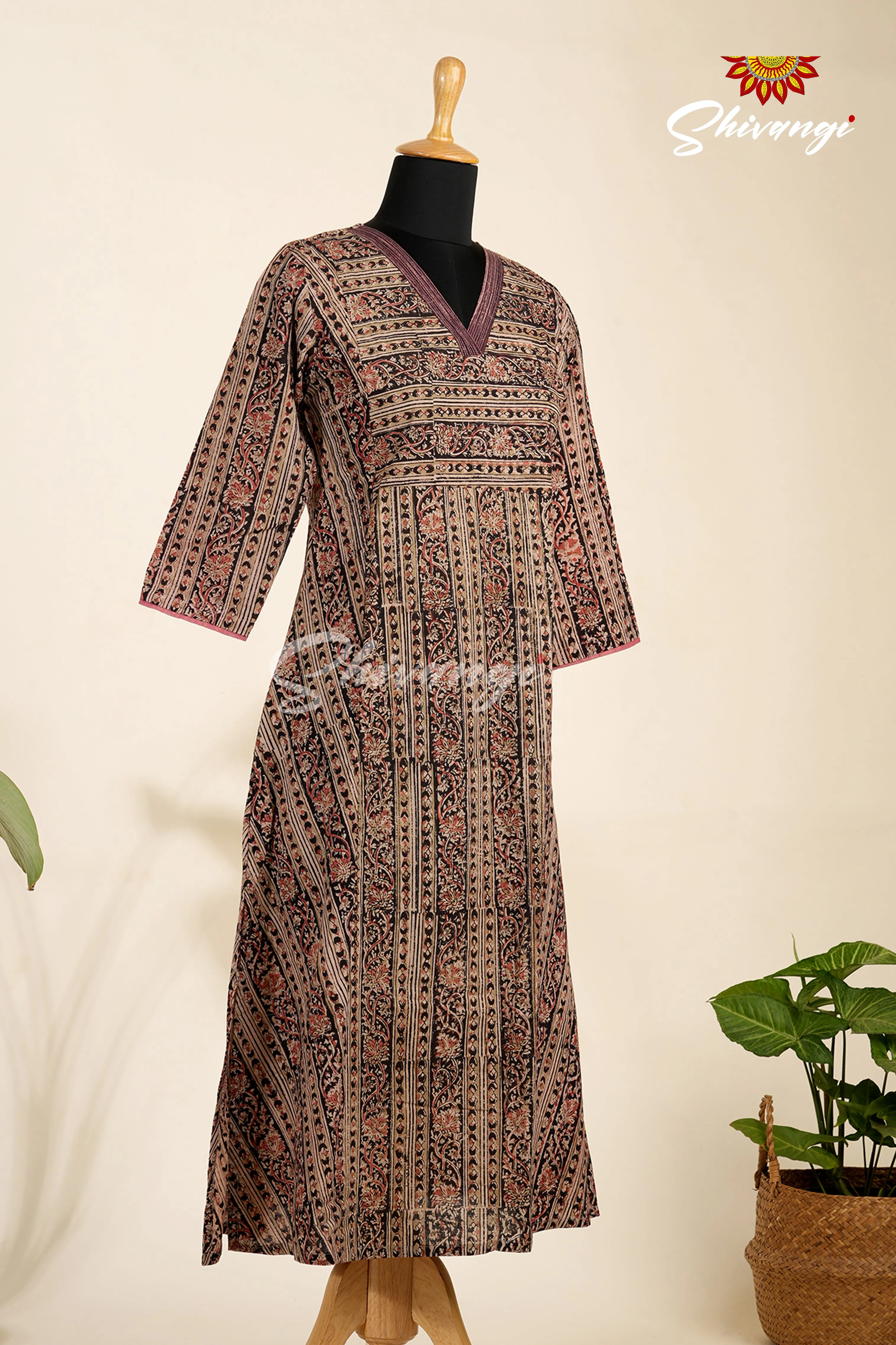 Brown Kalamkari Cotton Kurti For Women - AU73MULC