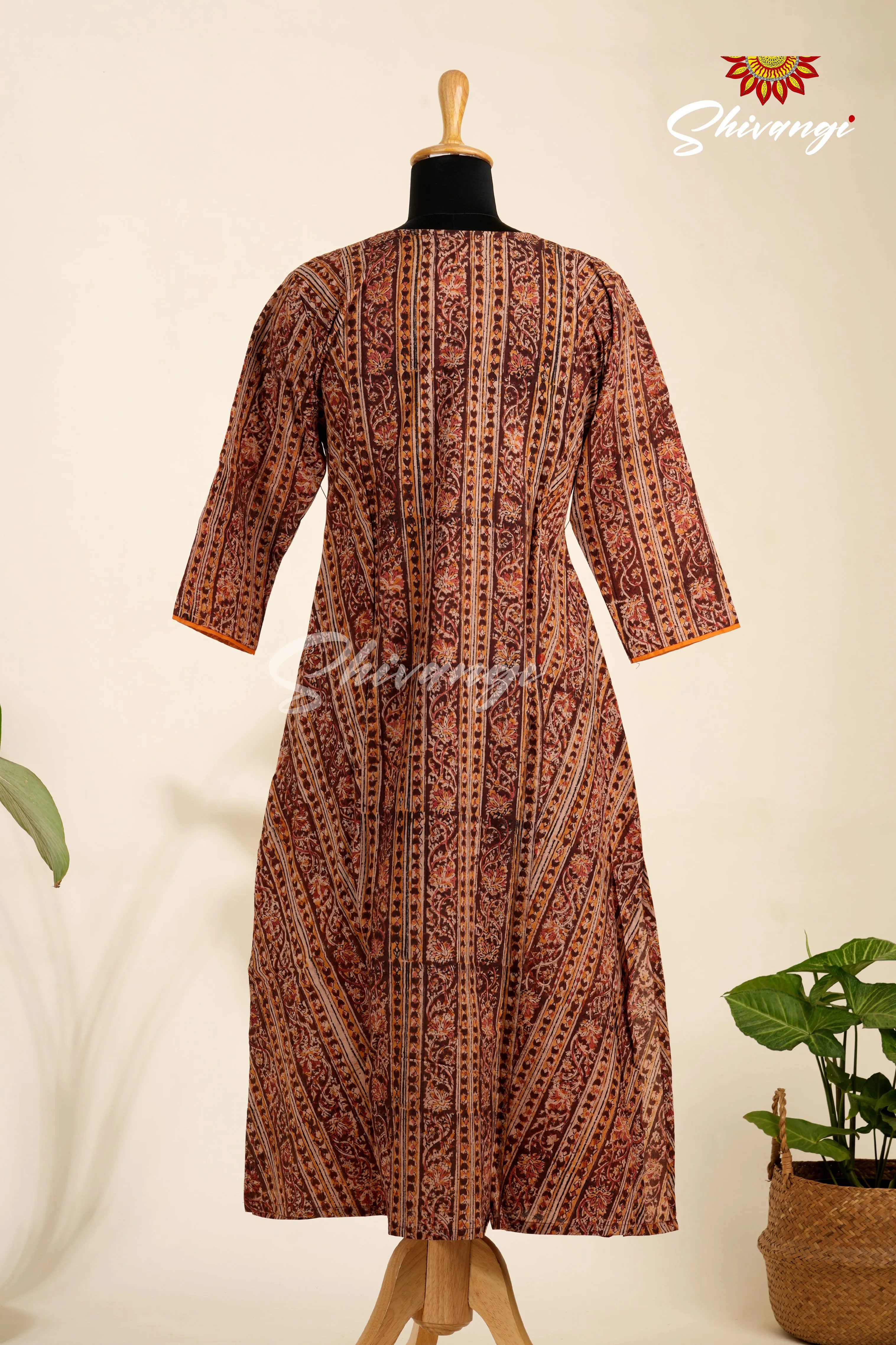 Brown Kalamkari Straight Kurti For Women - AU73