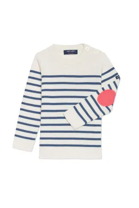 Brégançon sailor jumper for children - with contrasting elbow patches (ECUME/JEAN/DOLY)