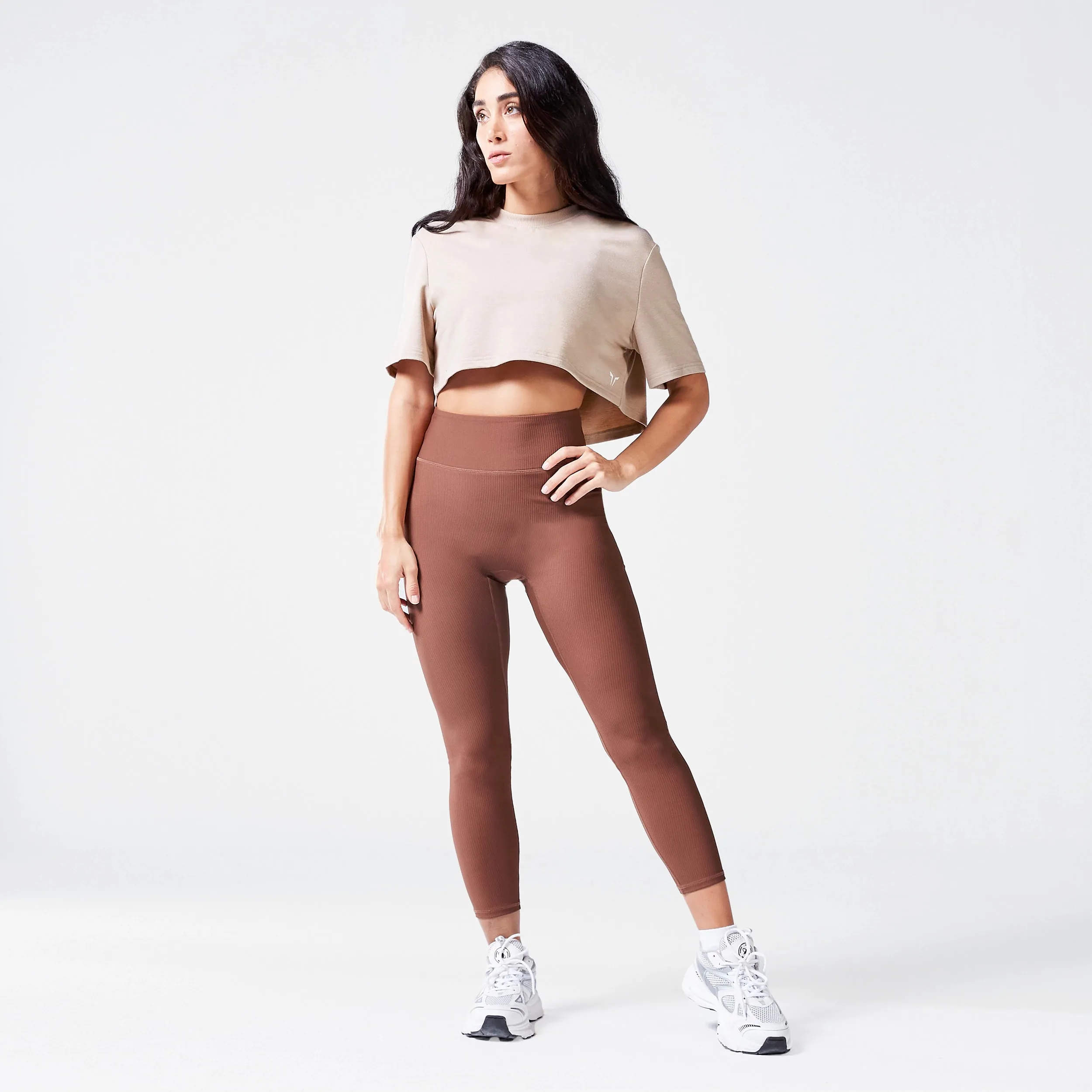 Code Ribbed Leggings 24" - Cappuccino