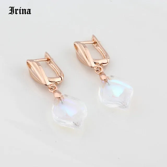 Coloured Glaze Petals Long Drop Water Earrings for Fashion