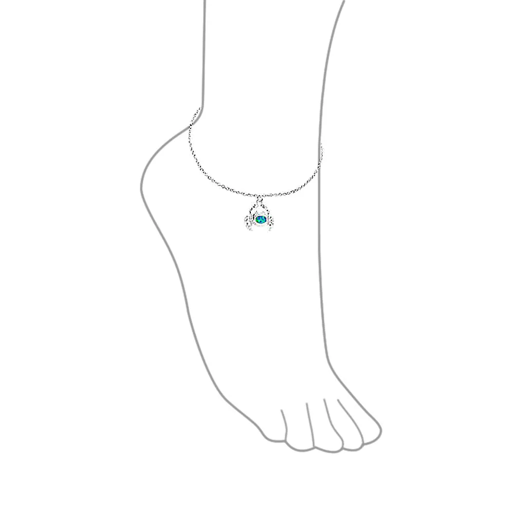 Conch Sea Stardust Dangle Charm Anklet Ankle Bracelet Sterling Silver