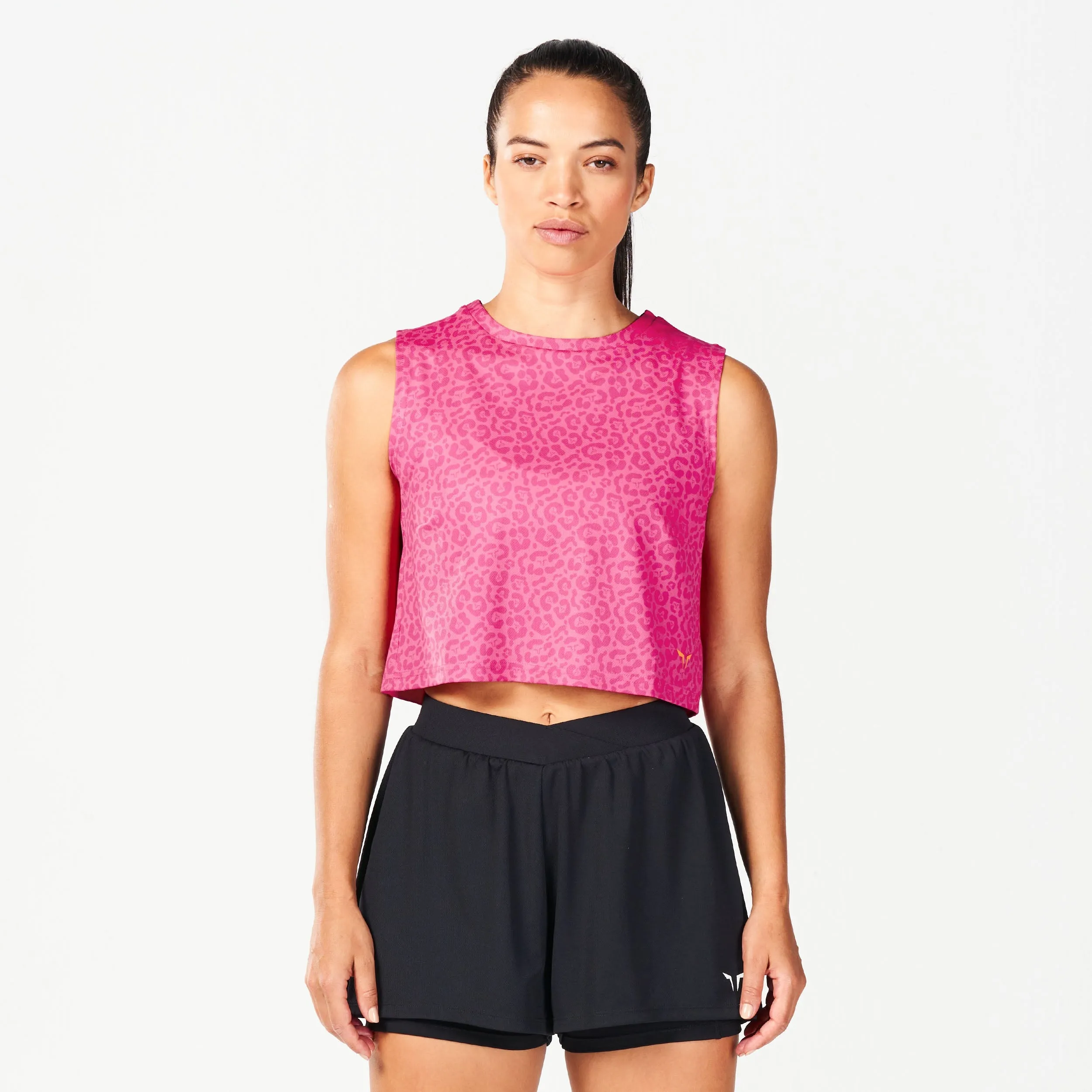 Core Crop Tank - Hot Pink Leopard